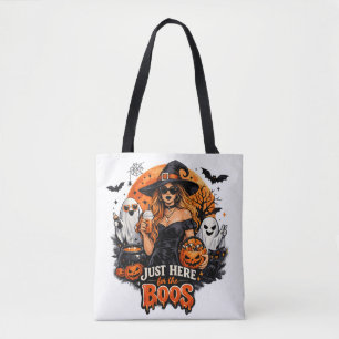Bolsa Tote Bruxa Moderna Aqui Só Para os Boos de Halloween