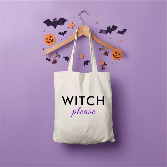 Bolsa Tote Bruxa Moderna Por Favor, Saco de Tote de Halloween (Criador carregado)