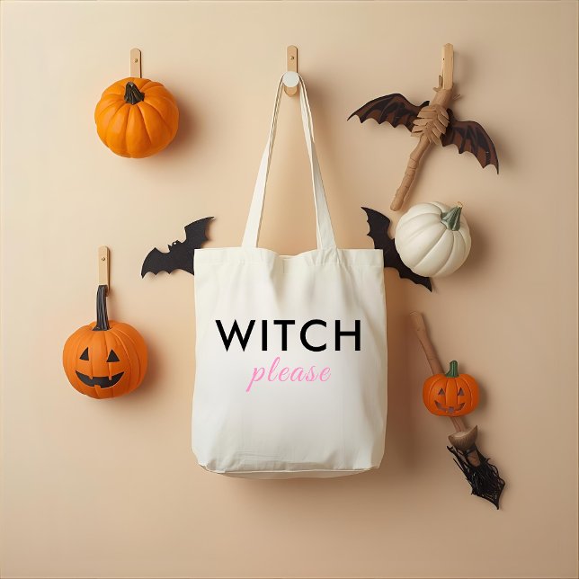 Bolsa Tote Bruxa Moderna Por Favor, Saco de Tote de Halloween (Criador carregado)