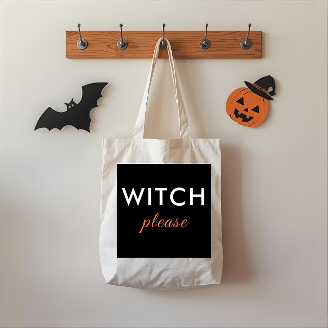 Bolsa Tote Bruxa Moderna Por Favor, Saco de Tote de Halloween (Criador carregado)