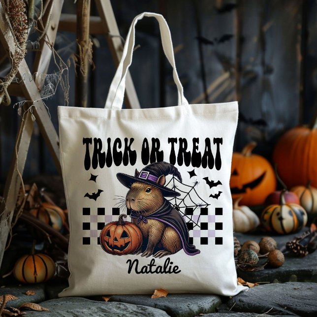 Bolsa Tote Bruxa Personalizada Capybara Trick Ou Treat Candy (Criador carregado)