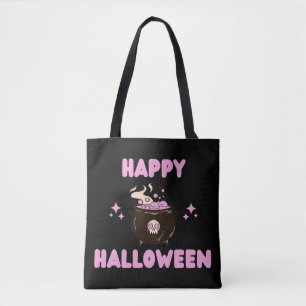 Bolsa Tote Bruxa Rosa Cauldron Happy Hallowen