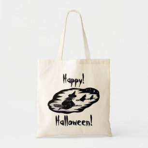 Bolsa Tote bruxas voadoras assustadoras sobre varapau hallowe
