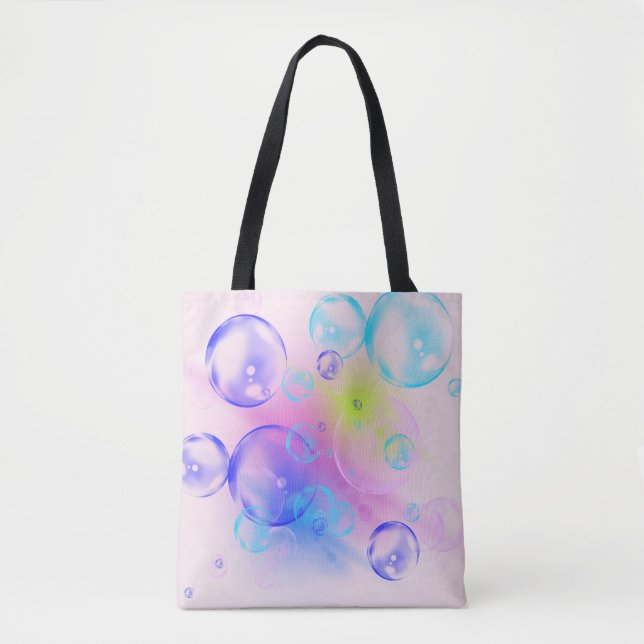 Bolsa Tote BUBBLES - Imagem Abstrato colorida da arte fractal (Frente)