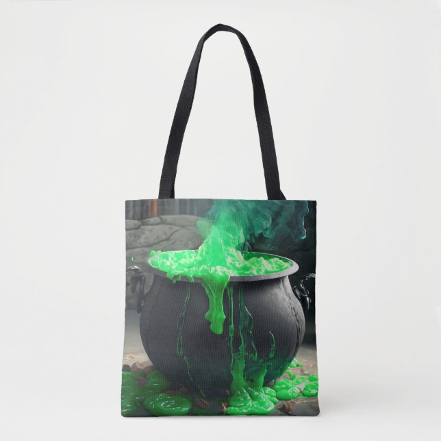 Bolsa Tote Bubbling Witch's Cauldron Halloween (Frente)