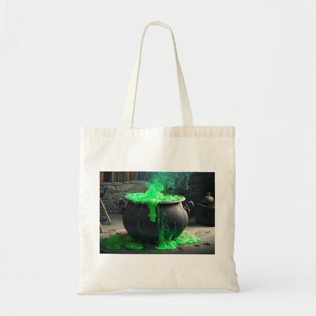 Bolsa Tote Bubbling Witch's Cauldron Halloween (Frente)