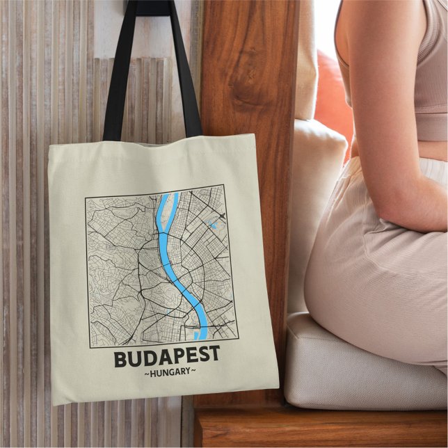 Bolsa Tote Budapest, Hungary City Map Tote Bag (Criador carregado)