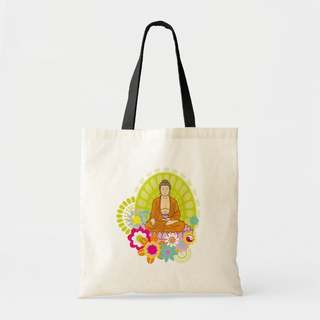 Bolsa Tote Buddha em flores do primavera (Frente)