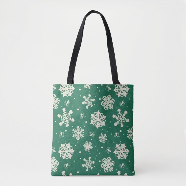 Bolsa Tote Buddy, o padrão Elf Snowflake (Frente)