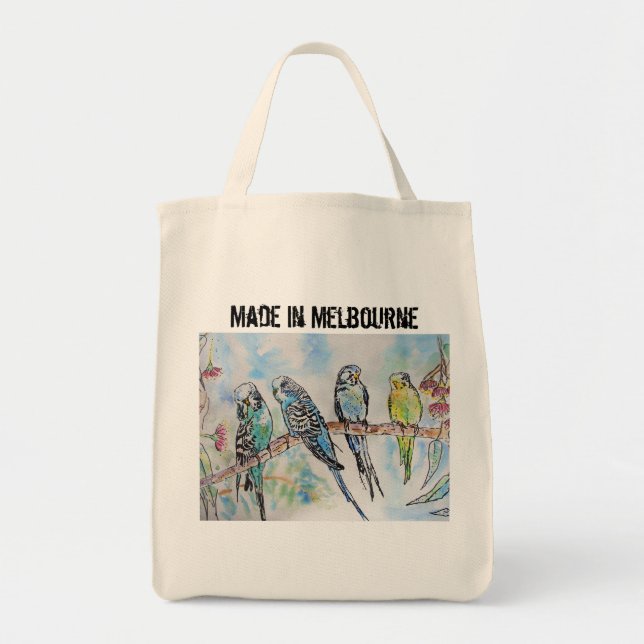 Bolsa Tote Budgie Budgerigar Bird Made In Melbourne Birds (Frente)