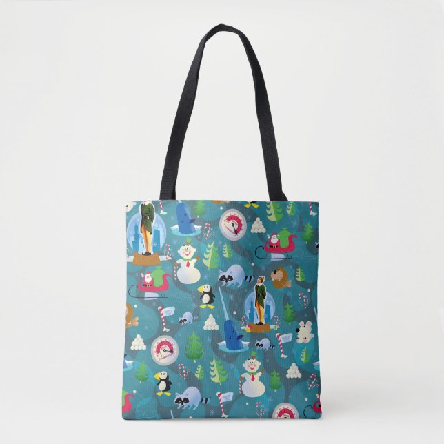 Bolsa Tote Budy, o Elf e os Caracteres Padrão Teal (Frente)