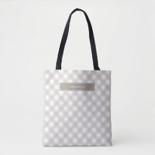 Bolsa Tote Bufalo tartan moderno bege natural personalizado 