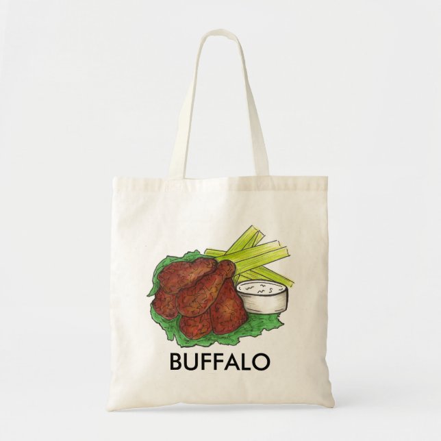 Bolsa Tote Buffalo NY Nova Iorque CHURRASCO Galinha Asas Food (Frente)