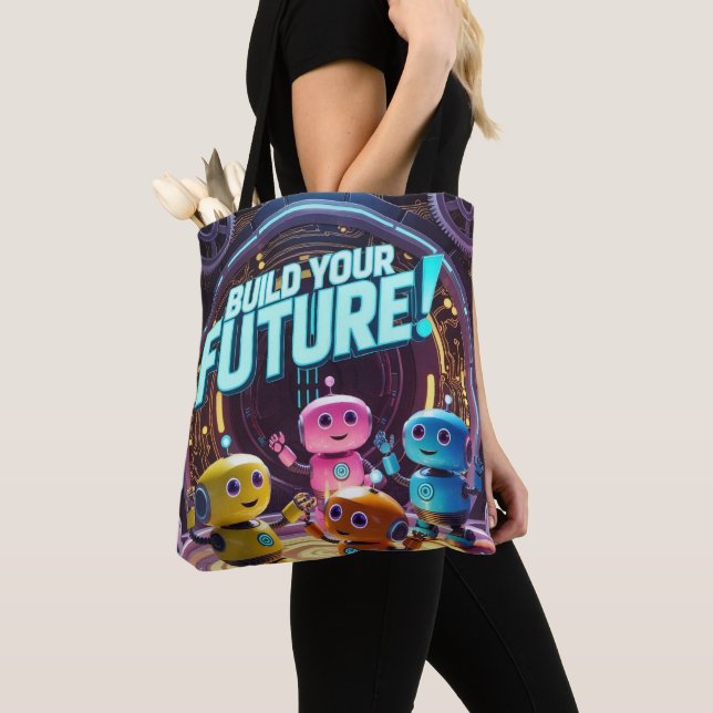 Bolsa Tote Build Your Future with Kids in Space (Close Up)