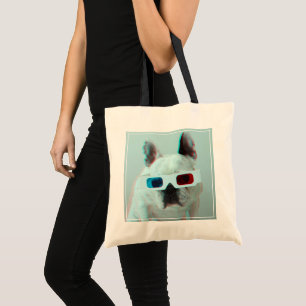 Bolsa Tote Buldogue francês com vidros 3D
