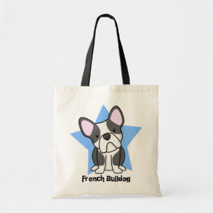 Bolsa Tote Buldogue francês de BW da estrela de Kawaii
