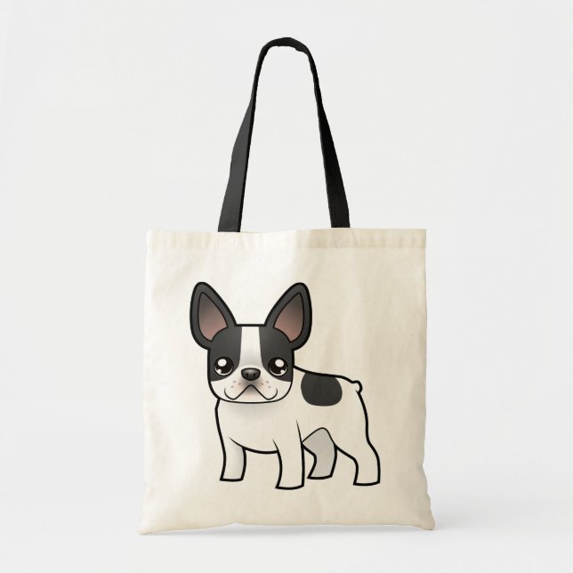 Bolsa Tote Buldogue francês dos desenhos animados (Frente)