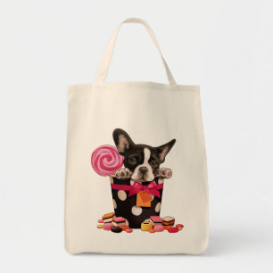 Bolsa Tote Buldogue francês e doces