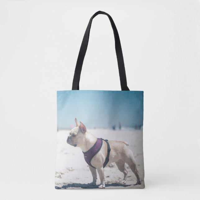 Bolsa Tote Buldogue francês na praia (Frente)