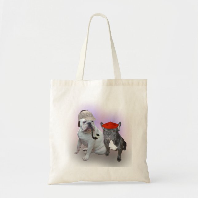 Bolsa Tote Buldogue inglês e buldogue francês (Frente)