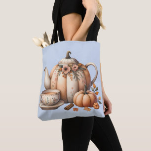 Bolsa Tote Bule de abóbora com ilustração de outono