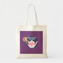 Bolsa Tote Bule de Chá Coração Floral Personalizável da Loja