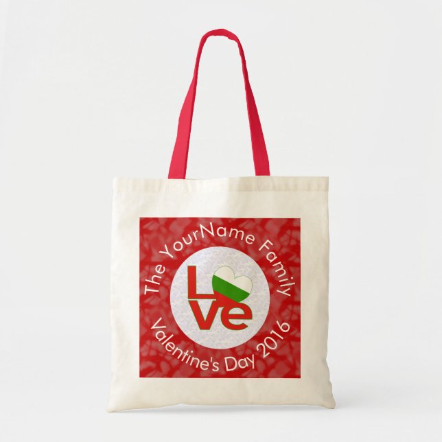 Bolsa Tote Bulgarian Flag Red Letters LOVE White on Red (Frente)