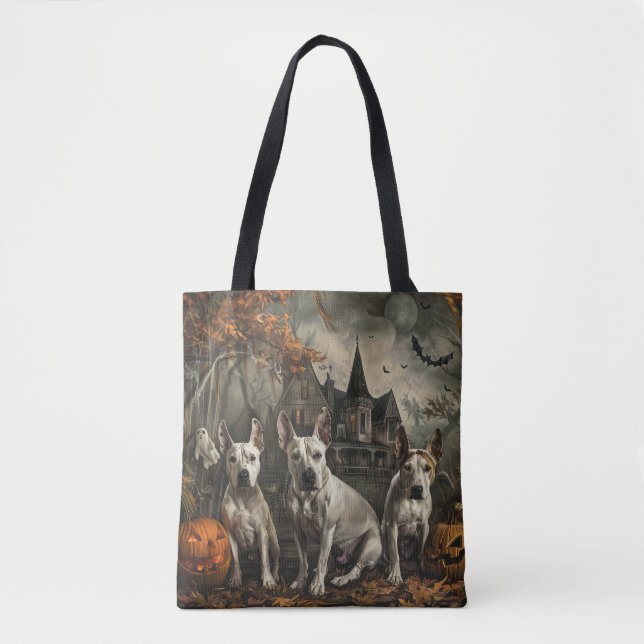 Bolsa Tote Bull Terrier Halloween Night Doggy Delight (Frente)