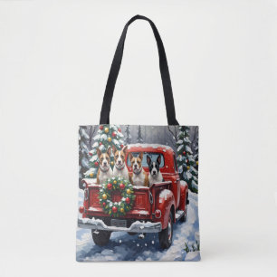 Bolsa Tote Bull Terrier Natal Caminhão Vermelho Festa