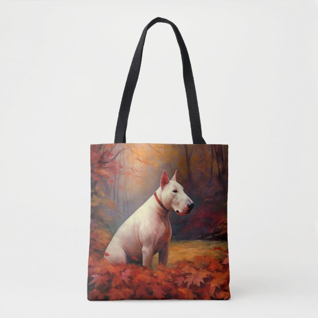 Bolsa Tote Bull Terrier no outono deixa cair inspiração (Frente)