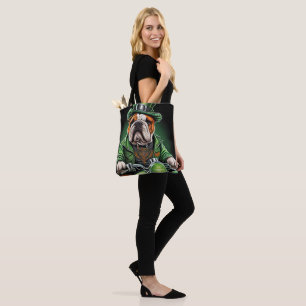 Bolsa Tote Bulldog Dirigindo Bicicleta Dia de São Patrício
