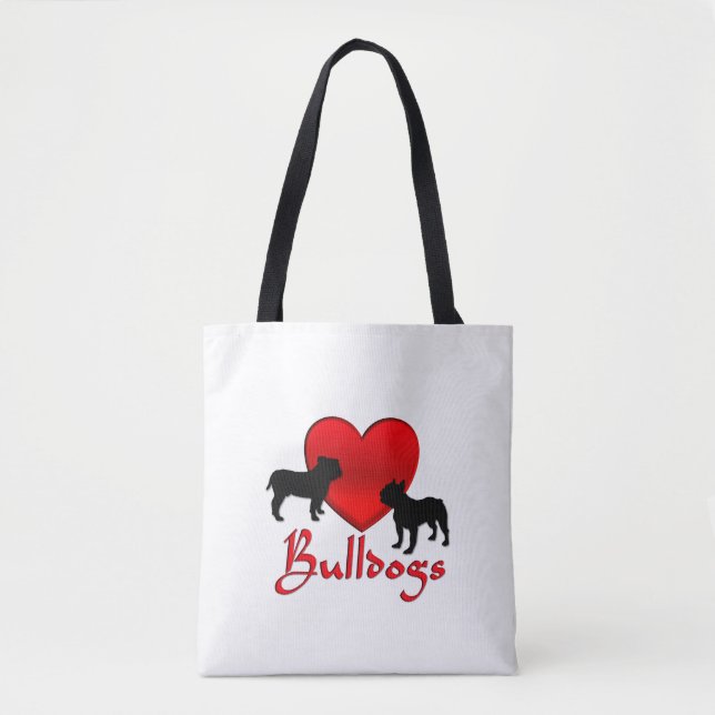 Bolsa Tote Bulldog do Coração (Frente)