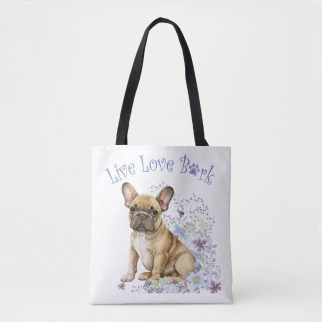 Bolsa Tote Bulldog Floral Francês (Frente)