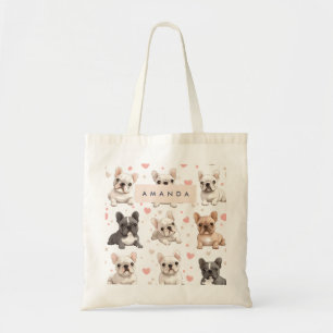 Bolsa Tote Bulldog Francês Adorável Personalizado Monograma