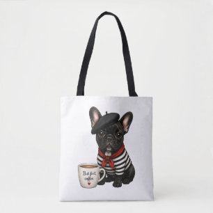 Bolsa Tote Bulldog Francês com café
