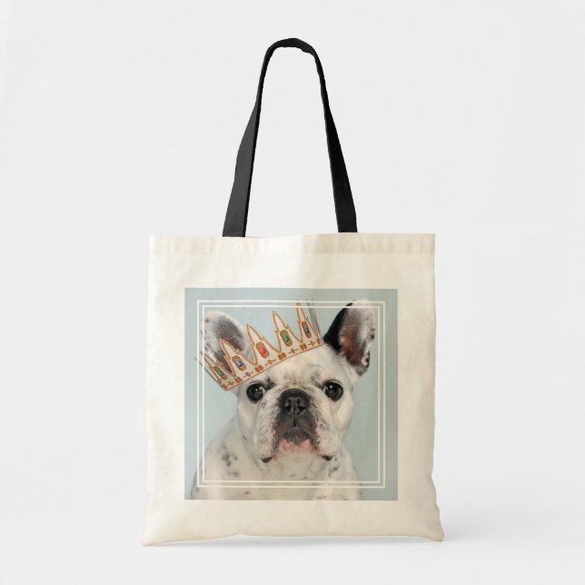 Bolsa Tote Bulldog Francês com Coroa (Frente)