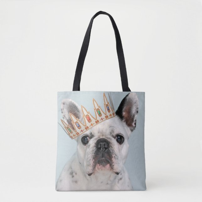 Bolsa Tote Bulldog Francês com Coroa (Frente)