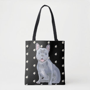 Bolsa Tote Bulldog Francês de Cinzas Azuis com Visitas