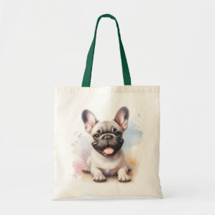 Bolsa Tote Bulldog Francês na Cor da Água