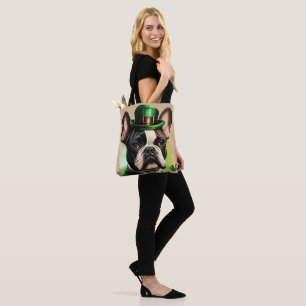 Bolsa Tote Bulldog Francês vestido para o Dia de São Patrício