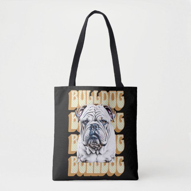 Bolsa Tote Bulldog Inglês com Fonte Retroativa (Frente)