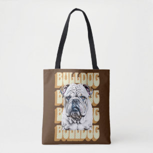 Bolsa Tote Bulldog Inglês com Fonte Retroativa