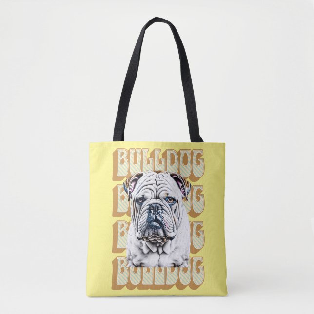 Bolsa Tote Bulldog Inglês com Fonte Retroativa (Frente)