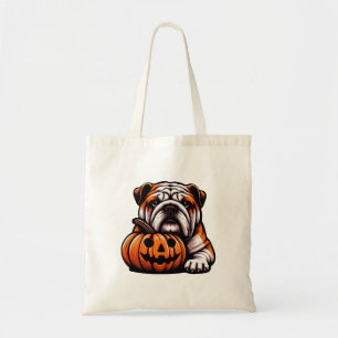 Bolsa Tote Bulldog Inglês das Halloween - Jack o Lanterno out