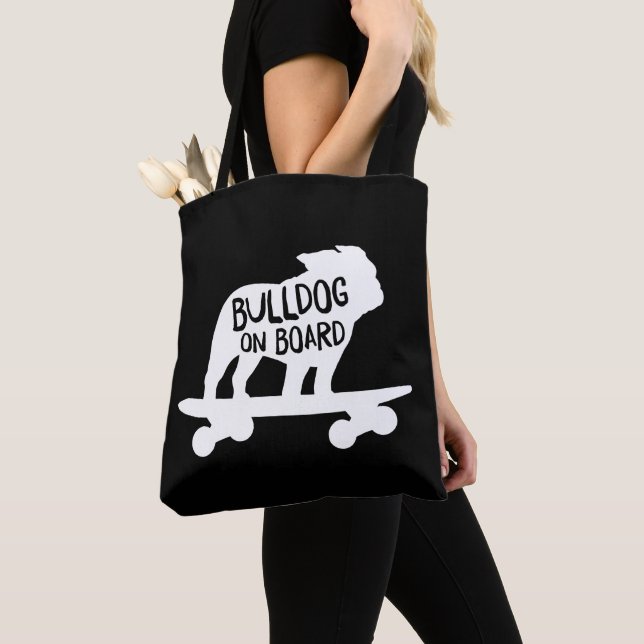 Bolsa Tote Bulldog no Conselho | Cachorro de skate Silhouette (Close Up)