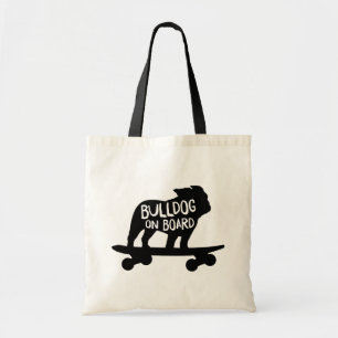 Bolsa Tote Bulldog no Conselho   Cachorro de skate Silhouette