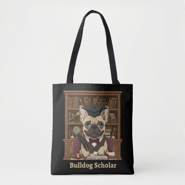 Bolsa Tote  Bulldog Scholar | Cute French Bulldog Professor  (Frente)