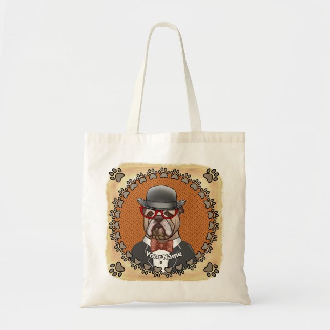 Bolsa Tote Bulldog Usando Óculos (Frente)