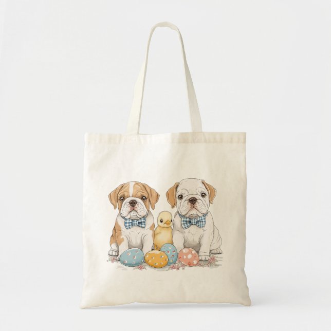 Bolsa Tote Bulldogs ingleses de Páscoa (Frente)