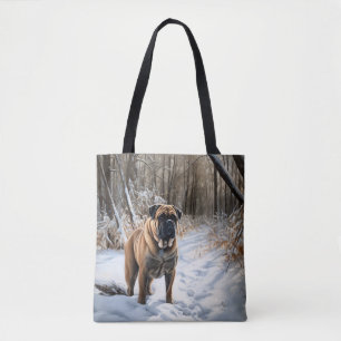 Bolsa Tote Bullmastiff Deixar Neve Natal